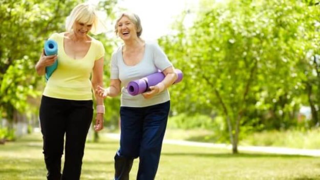 Senior Living Residents Going To Yoga