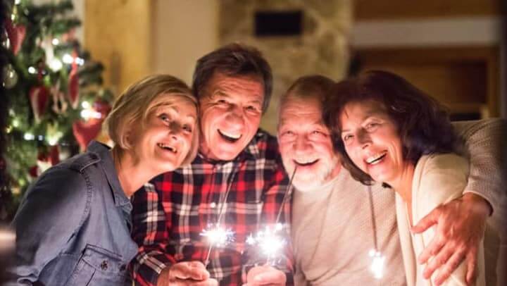 Senior Living Residents Celebrating The New Year