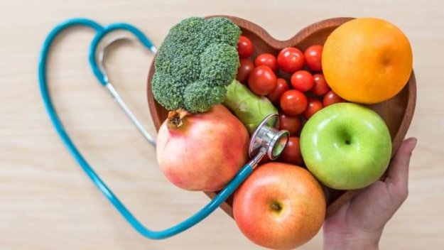 Heart-Shaped Bowl With Fruits And Vegetables