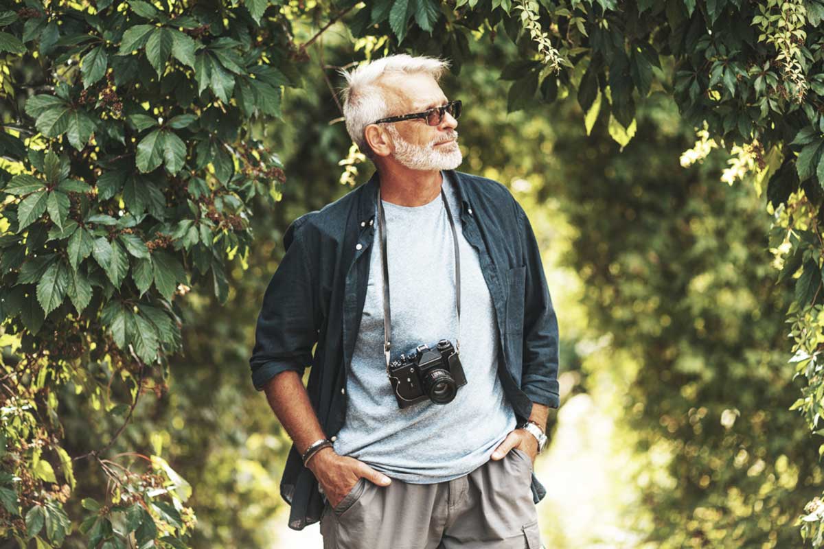 man enjoying senior independence