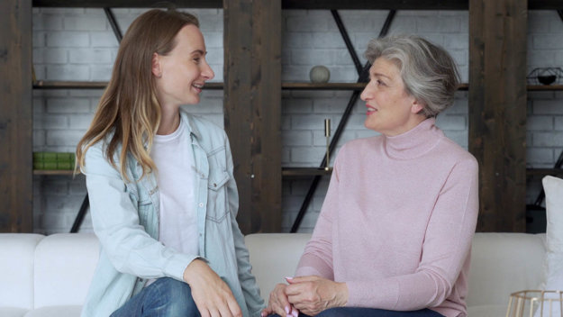 5 Signs Your Parent Needs Memory Care child and parent discussing memory care