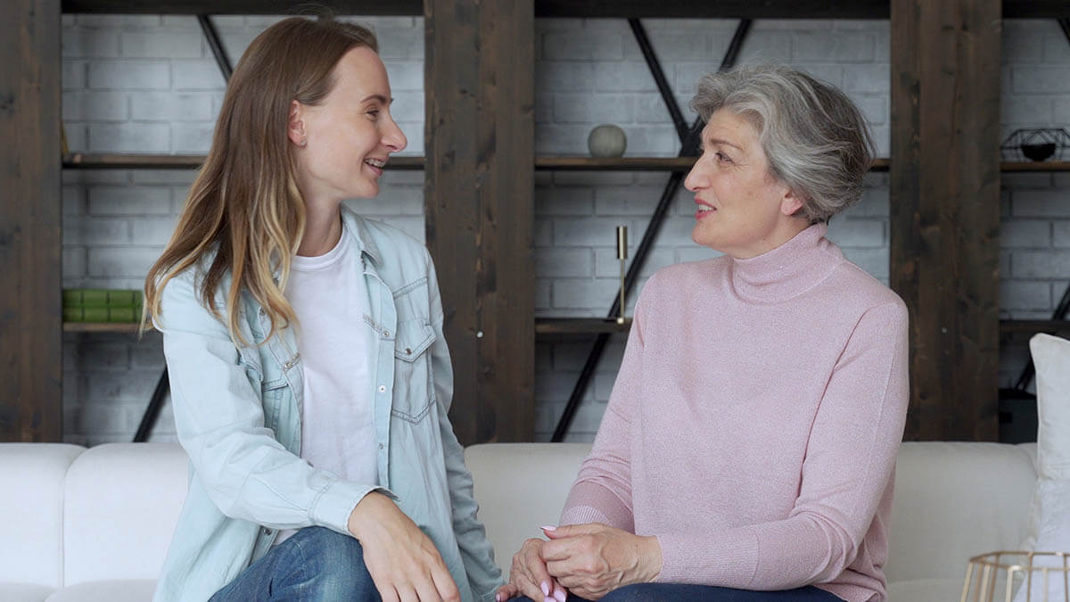 child and parent discussing memory care