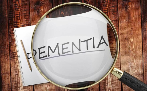 Study, learn and explore dementia – pictured as a magnifying gla Study, learn and explore dementia - pictured as a magnifying glass enlarging word dementia