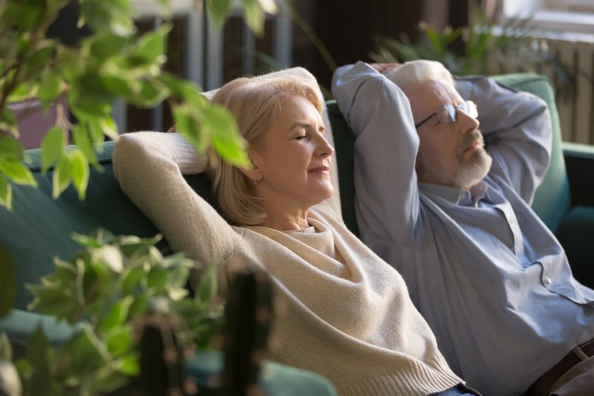 Peaceful middle aged man and woman relaxing on comfortable couch X Reasons Why Meditation Is Recommended For You And Your Family