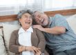 Romantic with big smile and laughing of senior elder asian grand