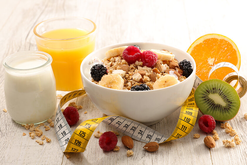 healthy breakfast with cereal, fruit and dairy healthy breakfast with cereal, fruit and dairy