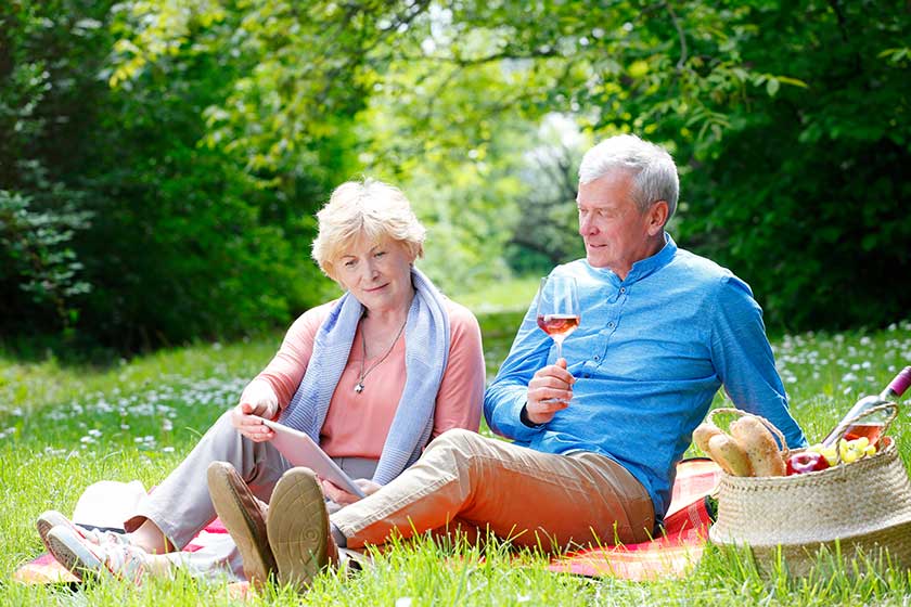 Senior couple relaxing outdoor