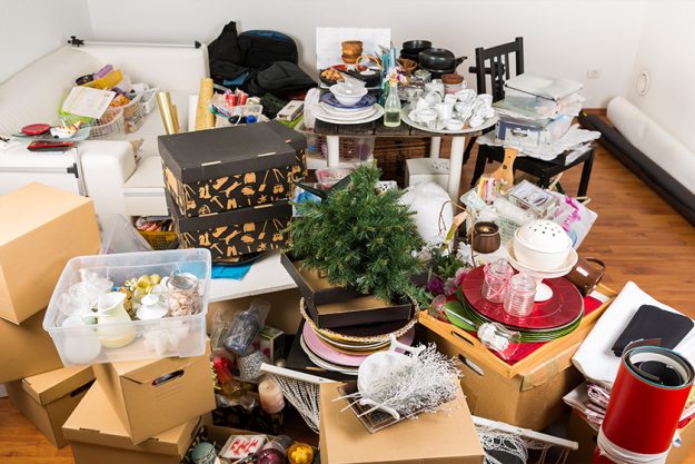 Messy room full of clutter and junk – Compulsive hoarding disorder Messy room full of clutter and junk - Compulsive hoarding disorder