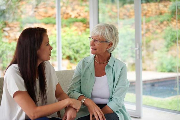 A mother is a daughters best friend. An adult daughter and her mother spending time together.