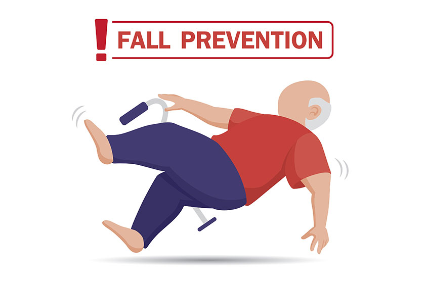elderly person is falling illustration vector