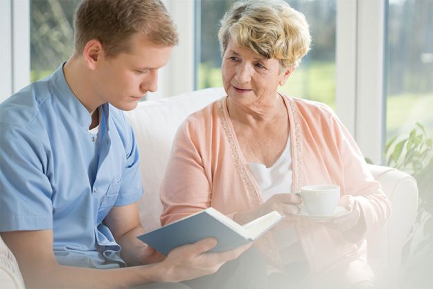 Older woman spending time with young Nurse Older woman spending time with young Nurse