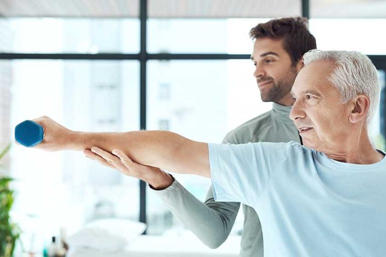 Helping his patient to stay fit