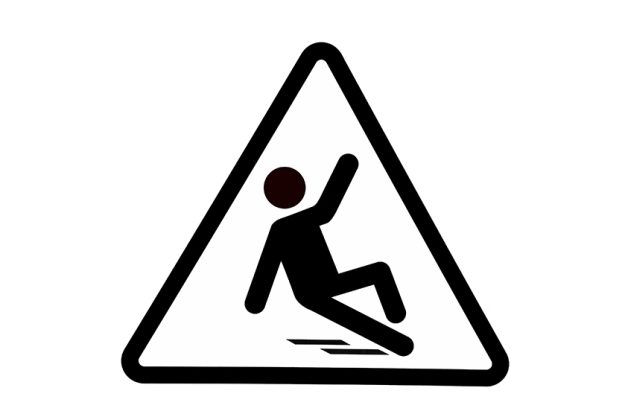 Slippery wet floor sign, wet floor warning symbol