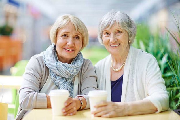 Aged women in cafe Aged women in cafe