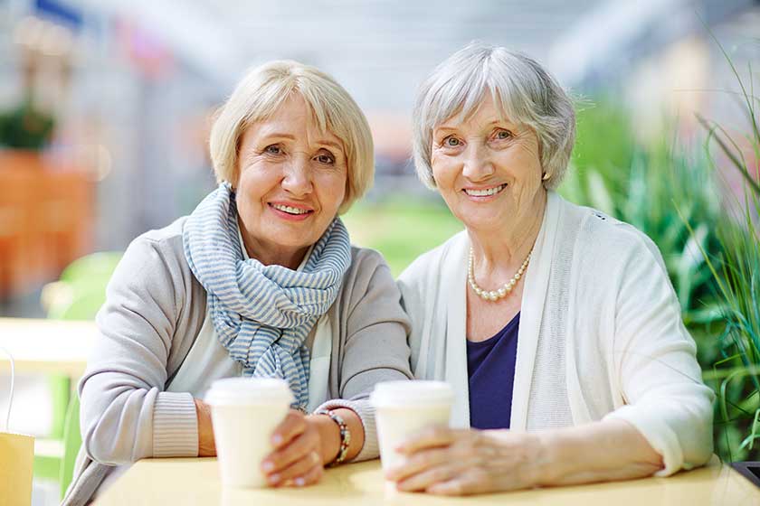 Aged women in cafe Aged women in cafe