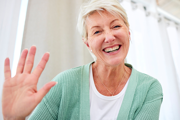 senior or happy woman on video call in house senior or happy woman on video call in house