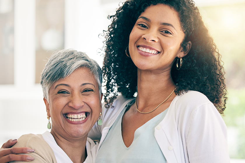 portrait of senior mother and daughter