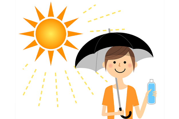 Young woman who take measures against heat stroke