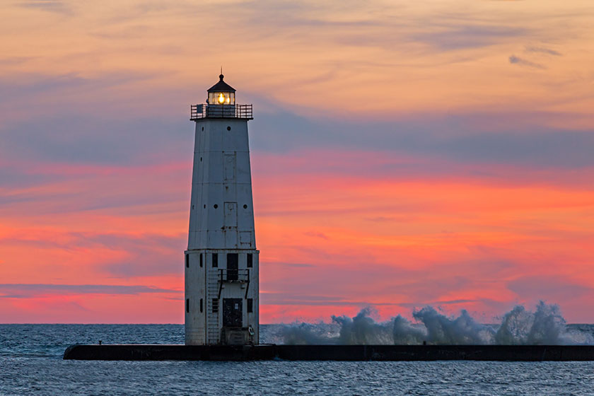 Frankfort Lighthouse Sundown Frankfort Lighthouse Sundown