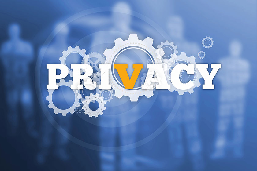 Privacy text with wheels and cogs