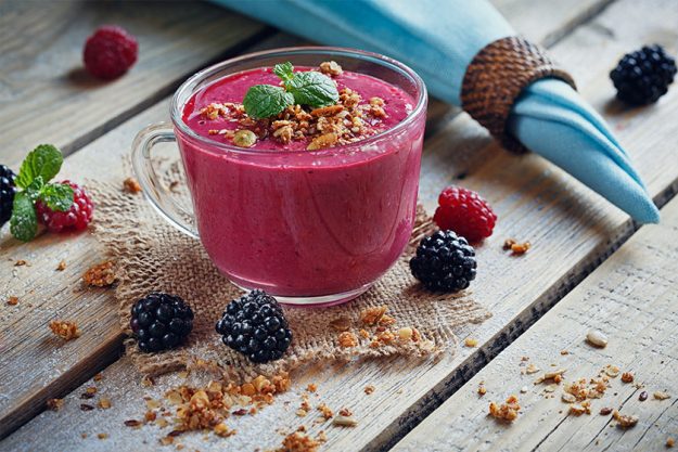 Delicious blackberry and raspberry smoothie