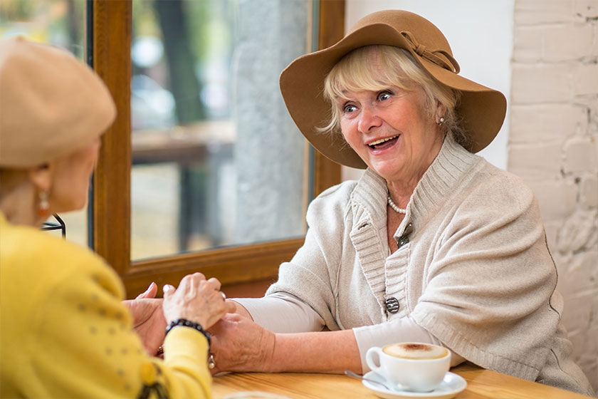 Senior women in a cafe. Senior women in a cafe.