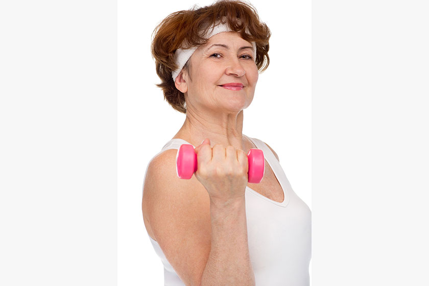 Senior woman with dumbells Senior woman with dumbells