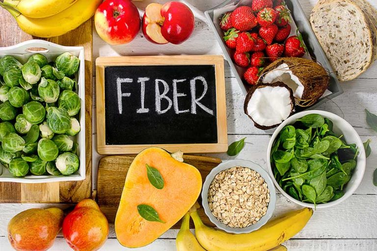 High Fiber Foods on wooden background