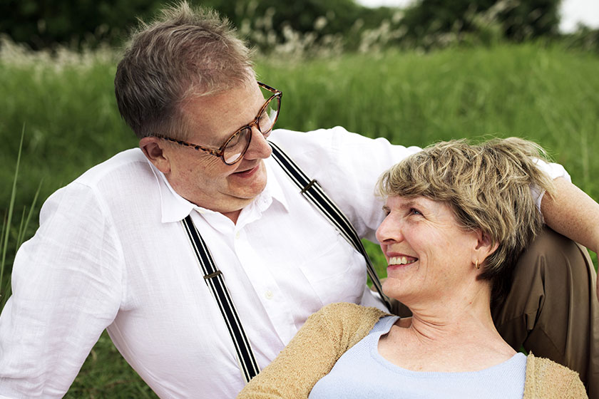 Elderly couple in field Elderly couple in field