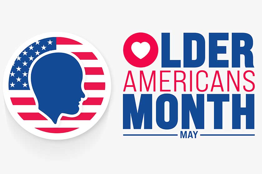 May is Older Americans Month background template. Holiday concept. use to background, banner, placard, card, and poster design template with text inscription and standard color.