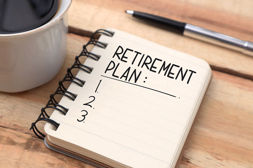 Retirement Plan, text words typography written on book against wooden background, life and business motivational inspirational concept Retirement Plan, text words typography written on book against wooden background, life and business motivational inspirational concept