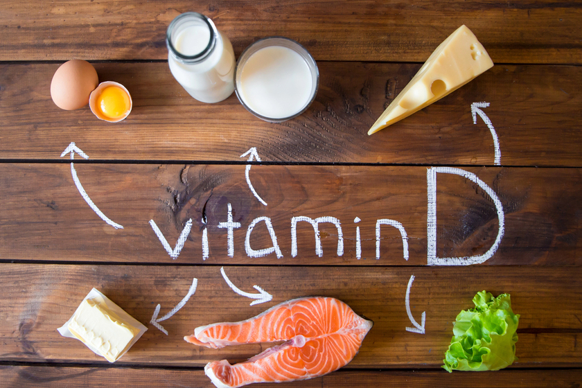 Foods rich in vitamin D. Top view