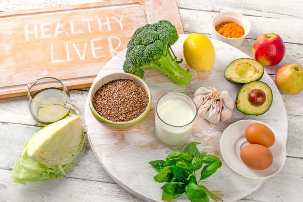 Foods For Healthy And Clean Liver.  Top view Foods For Healthy And Clean Liver. Top view