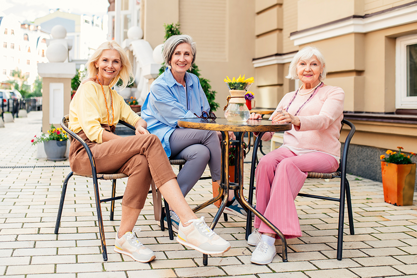 group-beautiful-happy-senior-adult-women-dating Group of beautiful and happy senior adult women dating