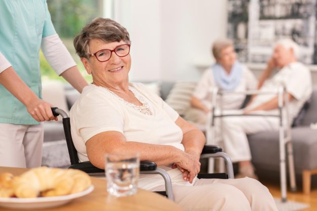 A,Geriatric,Female,Patient,In,A,Wheelchair,With,A,Health