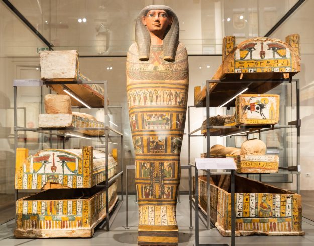 Turin, Italy – Egyptian Museum, the Three Systers mummies room,