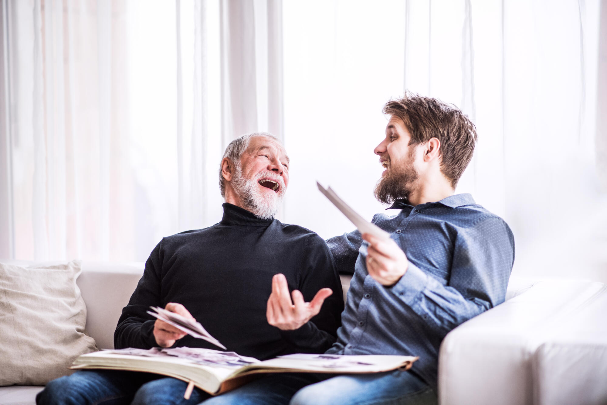 Hipster,Son,And,His,Senior,Father,At,Home.